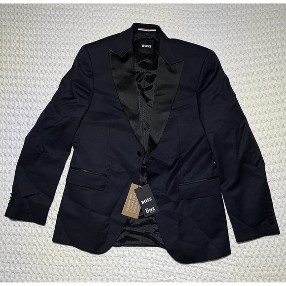 Hugo Boss ONE The Suit Blazer 38R Dark Blue Tuxedo Jacket Super 120 NWT